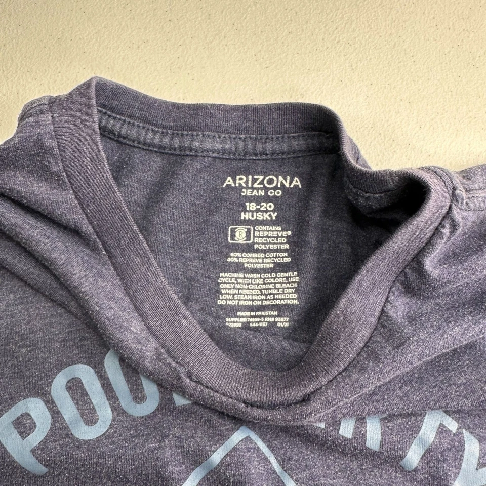 Arizona Jean Co Husky 18-20 Shark Graphic Tee "Pool Party Anyone?" Navy Blue - Image 3 of 4