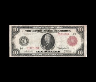 SUPER RARE 1914 $10 RED SEAL MINNEAPOLIS FEDERAL RESERVE NOTE VERY FINE