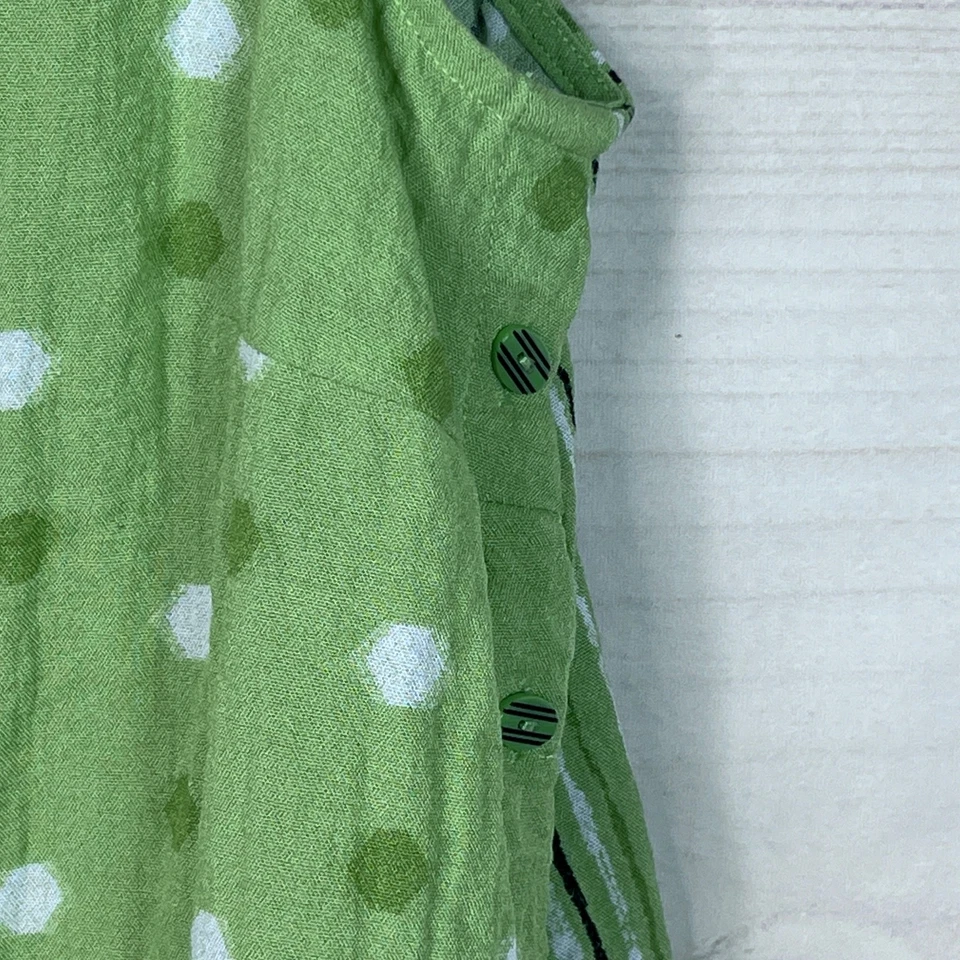 Habitat Top Womens S Green Polka Dot Stripe Tank Boat Neck Sleeveless Buttons - Image 4 of 4