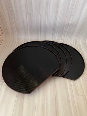 Kishu Kogei Half-Moon Zen Tray Red Synthetic Resin 5-Piece Set Collection Arts