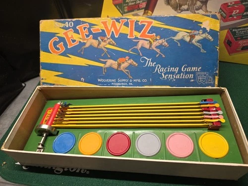 VINTAGE 1920'S SUNNY ANDY WOLVERINE NO. 40 GEE - WIZ HORSE RACING GAME  in BOX