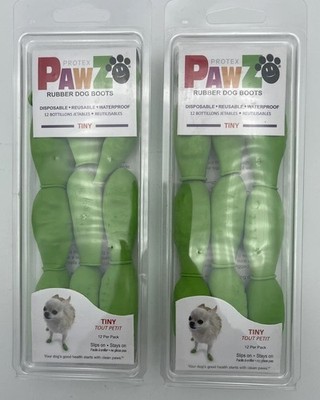 2 Packs Pawz - Dog Shoes - Made In USA - Waterproof - Tiny, Green 24 Boots