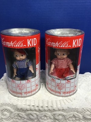 Campbell's Soup Kid Junior Series Doll Metal Bank Boy & Girl Set Of 2