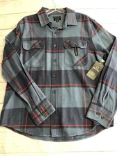 Brixton Bowery Flannel Shirt Mens Medium Blue Plaid Long Sleeve Button Up Casual