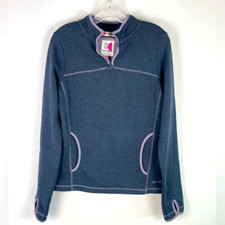 WeirdFish Blue Purple Pullover Quarter 1/4 Zip Sweater Performance Fleece Small