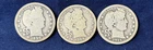 3 Coin Barber Quarter Lot 1899 1908D 1914