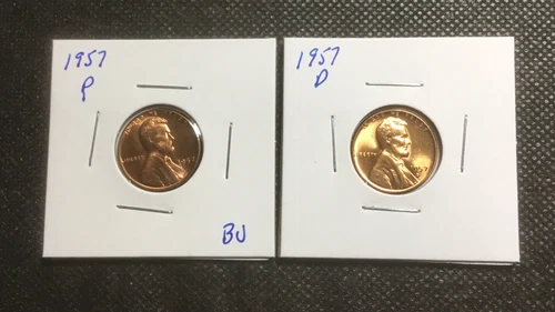 1957 P and 1957 D Lincoln Cent BU  Nice Coins !!FREE SHIPPING!!!!
