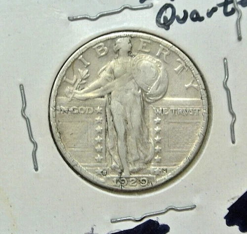 1929-S  STANDING LIBERTY QUARTER Nice Original Sharp VF