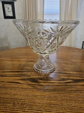 Anchor Hocking EAPC Punch Bowl And Pedestal Stand Set Star Of David 