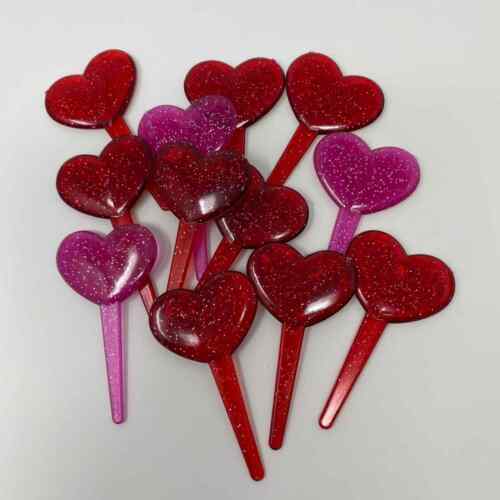 Red and pink glitter cupcake picks Set of 24 toppers bento charcuterie - 第 1/3 張圖片