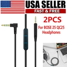 2Pcs Replacement Audio Cable Wire Cord w/Mic For BOSE 25 QC25 Headphones