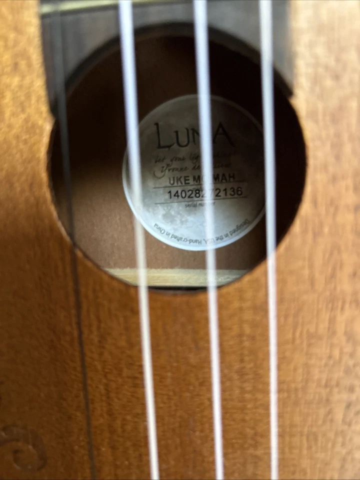 Luna Uke Mo Mah Concert Ukulele Mahogany Etched Lizard/Split Leaf Philo - Image 4 of 4