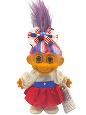 Patriotic Troll Russ Vintage Red White Blue Hair 4 USA America