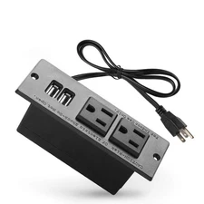 Conference Recessed Power Strip Socket with USB-A, 2AC 2USB black