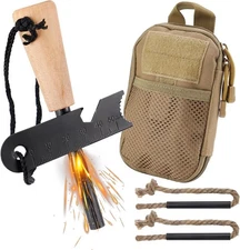 Fire Starter Survival Kit Magnesium Rod Steel Striker Hemp Rope Outdoor Camping