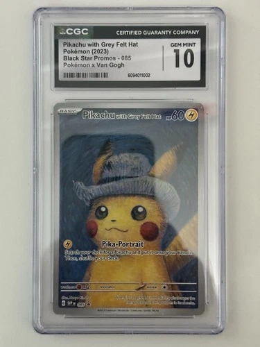 Pikachu with Grey Felt Hat (Pokemon x Van Gogh collaboration) CGC 10 Gem Mint
