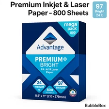 Advantage Multi Purpose Premium Bright Ink Jet Y laser Paper 8.5'' X 11" 800 S