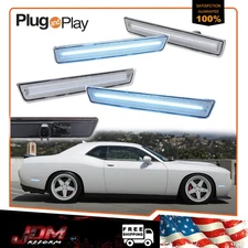 Ice Blue LED Side Marker Lights For 2015-2023 Dodge Challenger Front Rear Clear