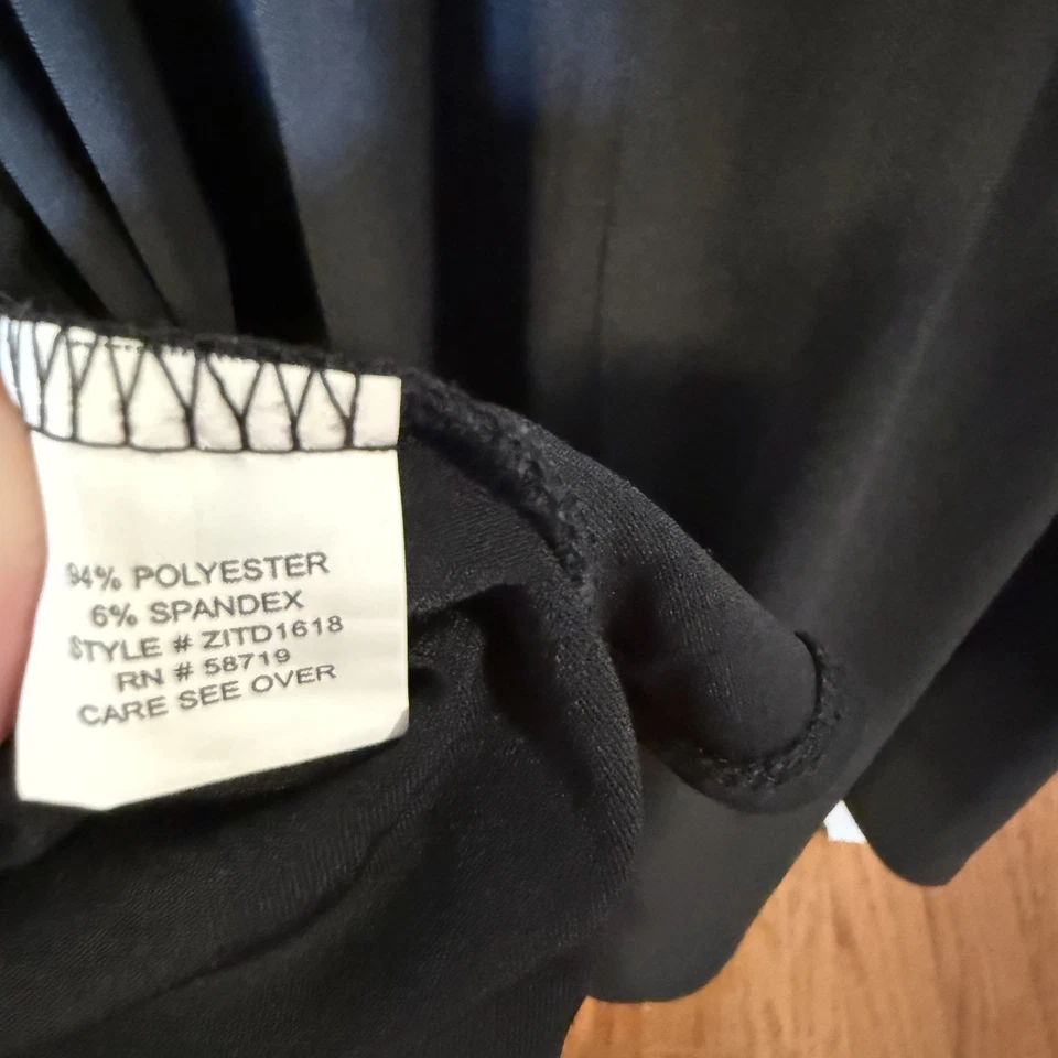 NY COLLECTION Women's 1X Black Stretchy Faux Wrap Midi 3/4 Sleeve Dress - Image 4 of 4