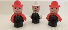 3 VINTAGE FISHER PRICE LITTLE PEOPLE FIREMAN LOT