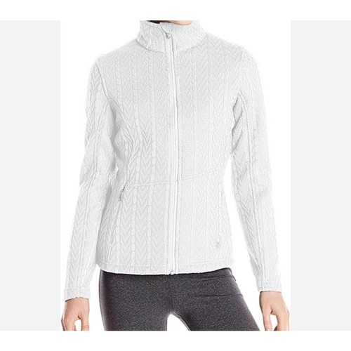 Spyder White Cream Cable Knit Full Zip Sweater Jacket Women’s Medium w/ Pockets - Picture 13 of 13