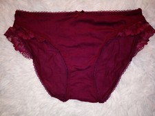 NWT Victoria's Secret Cotton Lace-Trim Bikini Panty Plum Rouge Large 517