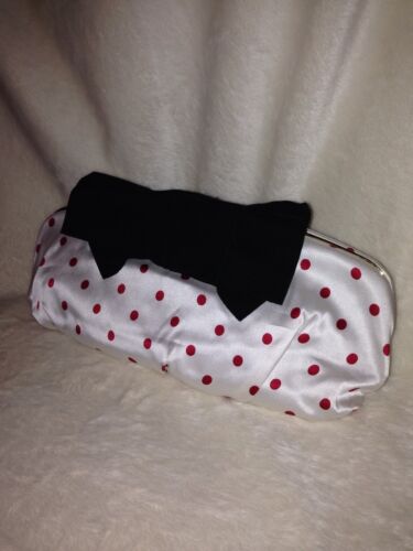 NEW DOLCE & GABBANA Polka Dot Silk Evening Clutch Handbag BLACK RED WHITE $1,000 - Picture 2 of 12