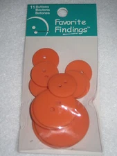 PRIMITIVE 11 PC ORANGE NOVELTY BUTTONS 2 HOLE PLASTIC 3/4" - 1.5" 