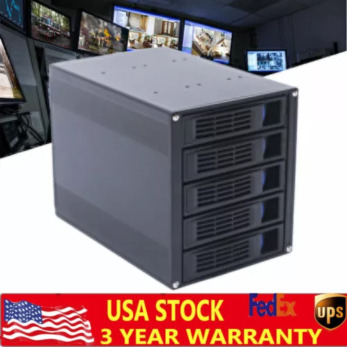 HDD Enclosure Hot Swap Cage 5-Bay 3 x 5.25" Drive Bays 5x SATA 3.5"/2.5"Sas HDD