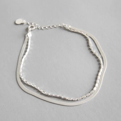 Damen Doppel Armband / Fußkettchen Sterling Silber 925 Fußkette Armkette - Bild 1 von 4