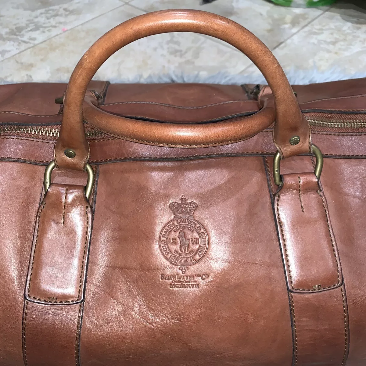 Polo ralph lauren hotsell leather duffle bag