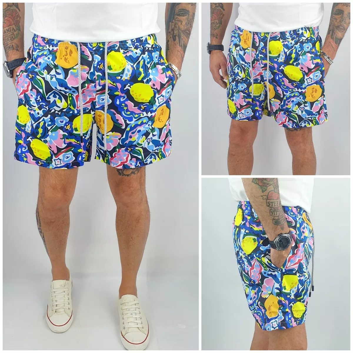Costume Da Bagno Uomo Da Mare Limoni Bermuda Pantaloncino Colorato