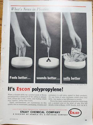 #ad Enjay Chemical a Division of Humble Oil and Refining Co Exxon 1961 Print Ad $12.49