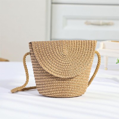 New Flip Style Change Mini Bag Fashionable Straw Woven One Shoulder Crossbo#lk