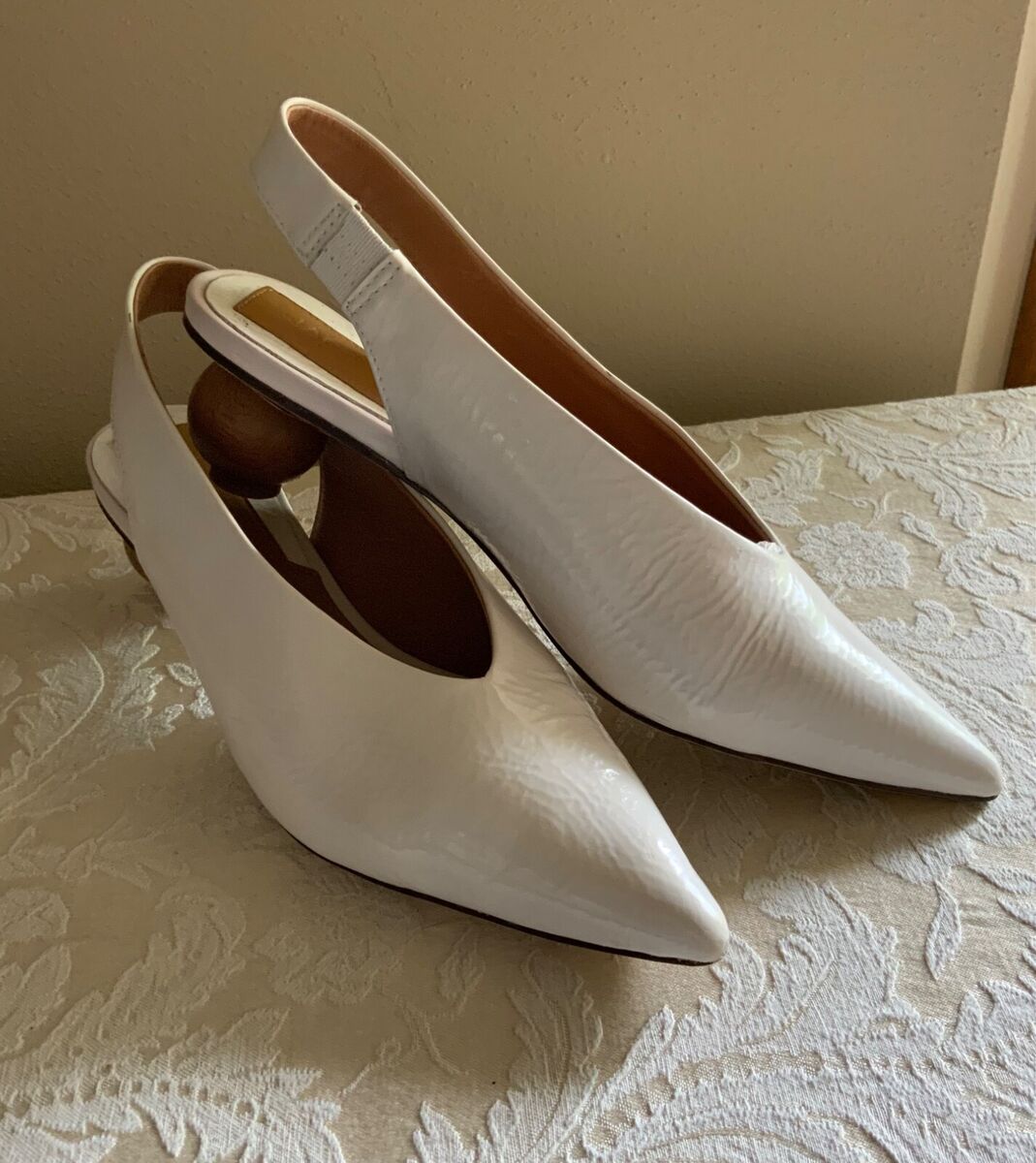 Jagger sz 8 white glazed leather pointed toe flat with Jagger sz 8 white glazed leather pointed toe flat with