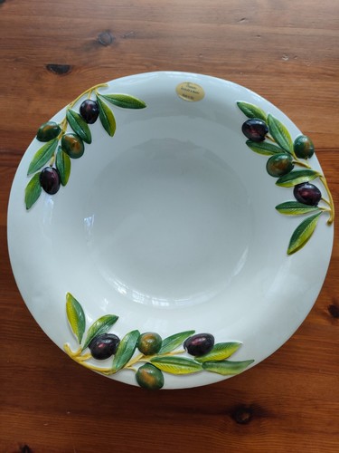 "Bassano* Keramik Handbemalte Schüssel Schale Terrine Pasta Oliven Relief 31x7 - Bild 7 von 7