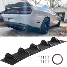 Rear Diffuser Shark Fins Bumper Lip Splitter Spoiler Matte For Dodge Challenger