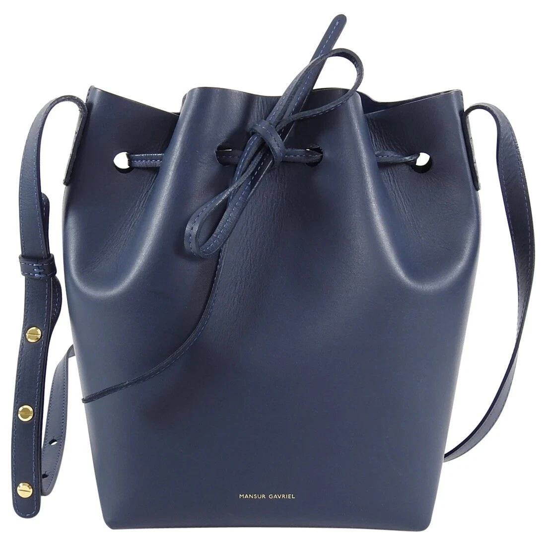 Mansur Gavriel Navy Large Leather Bucket Bag