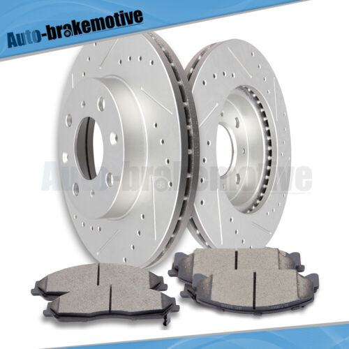 FRONT DRILLED ROTORS + CERAMIC BRAKE PADS FITS FOR HONDA CIVIC DEL SOL CRX CIVIC - Foto 3 di 12