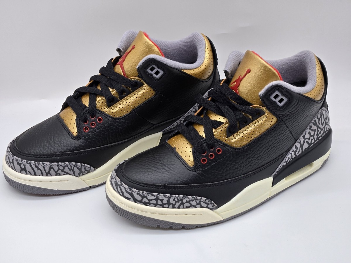Nike Air Jordan 3 Retro Women's 6.5 Black Cement Gold White