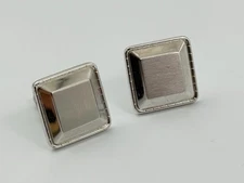 Vintage Hickok Silver Tone Minimalist Square Cufflinks Mid Century Modern