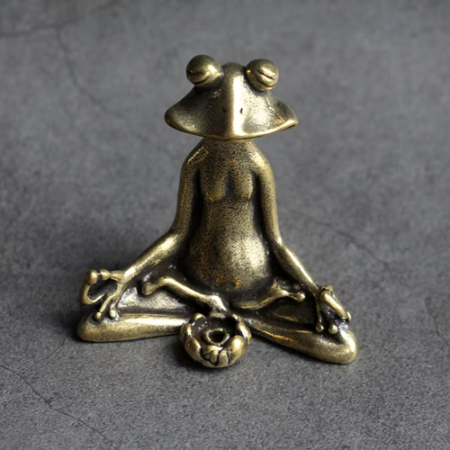Antique Brass Meditation Zen Frog Statue Ornament Copper Animal Sculpture Incens - Picture 2 of 16