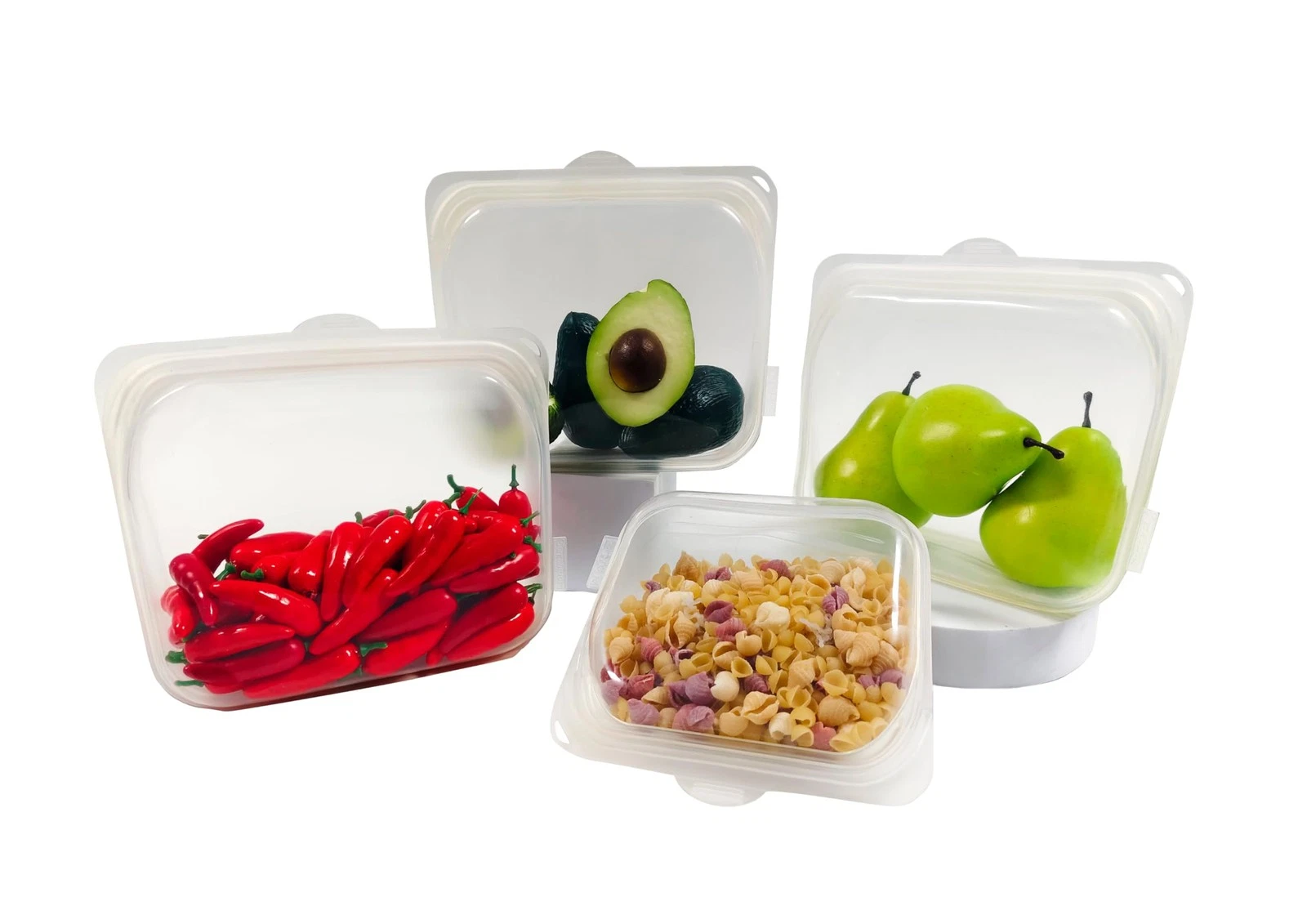 Premium Mega 4-Pack Reusable Silicone Storage Bags – Leakproof, Airtight & Du...