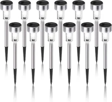 Dream Master Solar Lights Outdoor Waterproof, Stainless 12 Pack, Cold White 