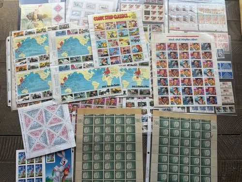 US Stamp Lot Collection Vintage Full Sheets And Blocks $120+ Value