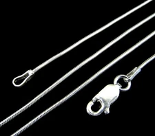 1MM Solid 925 Sterling Silver Italian ROUND SNAKE Chain Necklace Made in Italy