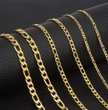 18k Gold Filled Figaro Cuban Curb Chain 8- 24 Necklace 3-7mm Men