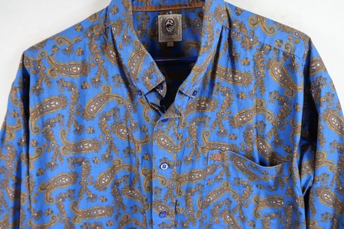 Cinch Shirt Mens Large Blue Paisley Western Allover Rodeo Cowboy Long Sleeve - Picture 3 of 10