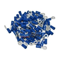 The Install Bay BVRT8 Blue Vinyl 16-14 Gauge #8 Wire Ring Terminal (100/pack)