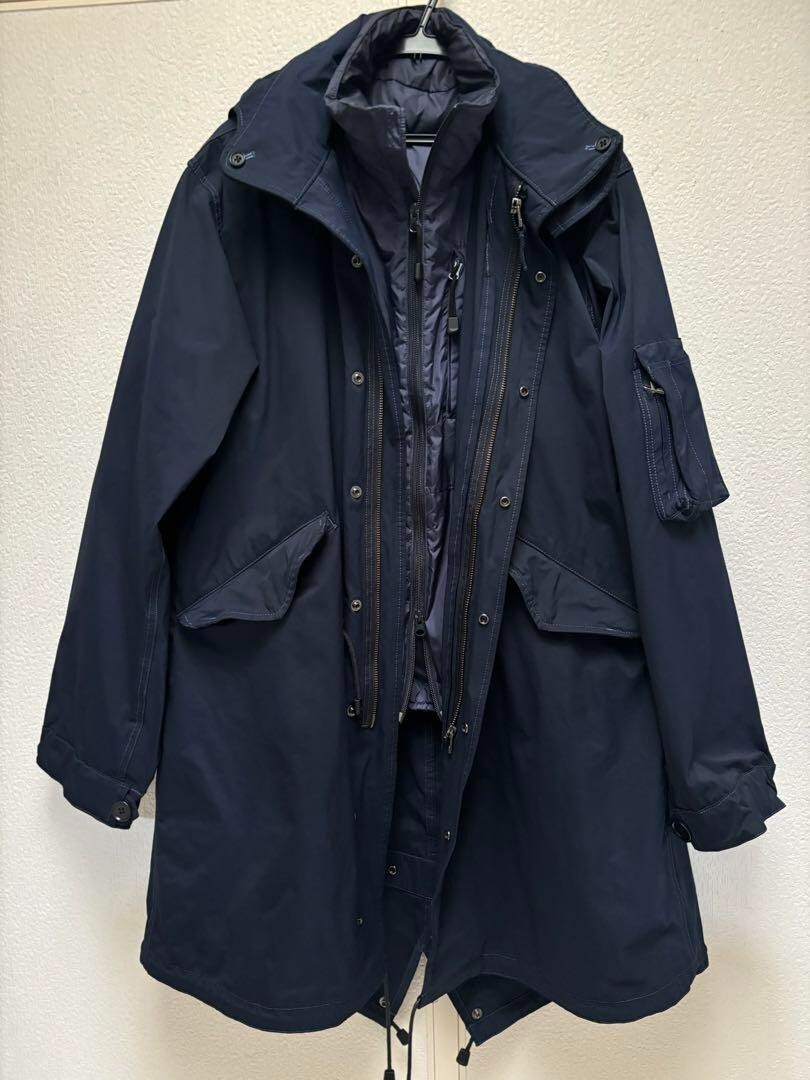 Yohji Yamamoto Pour Homme Mods Coat Navy Blue with Hood and
